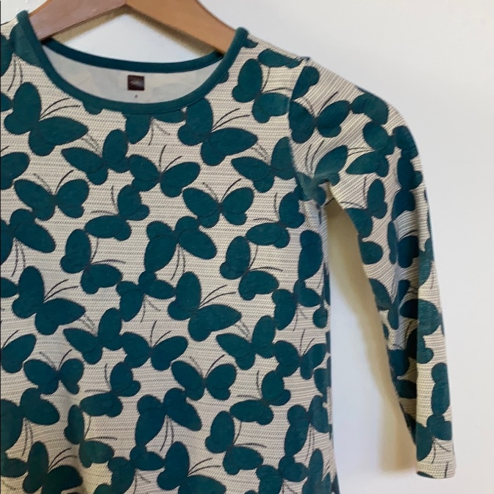 Tea Collection teal and white butterfly dress